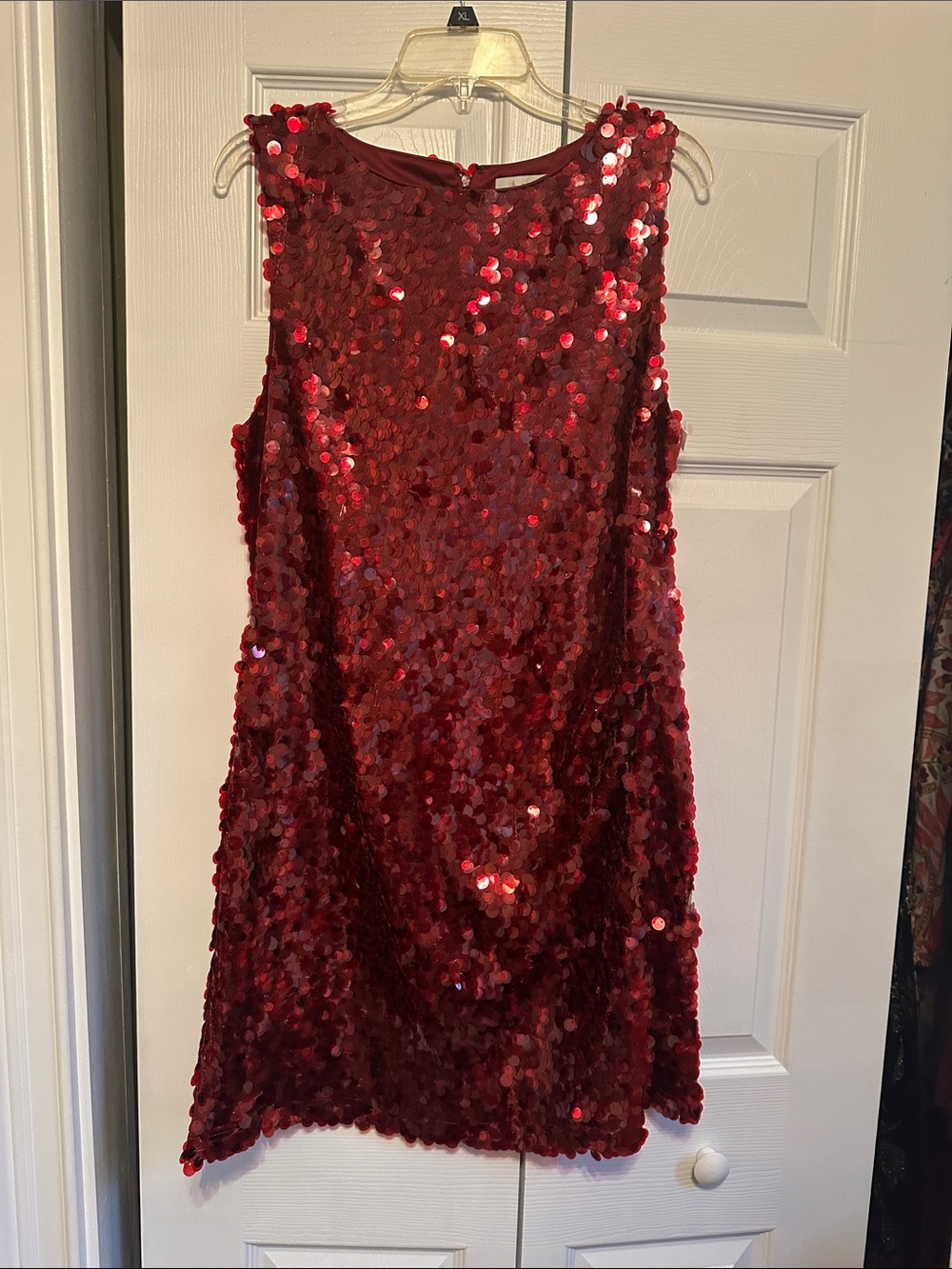 Wayf Red Sequin Midi Dress